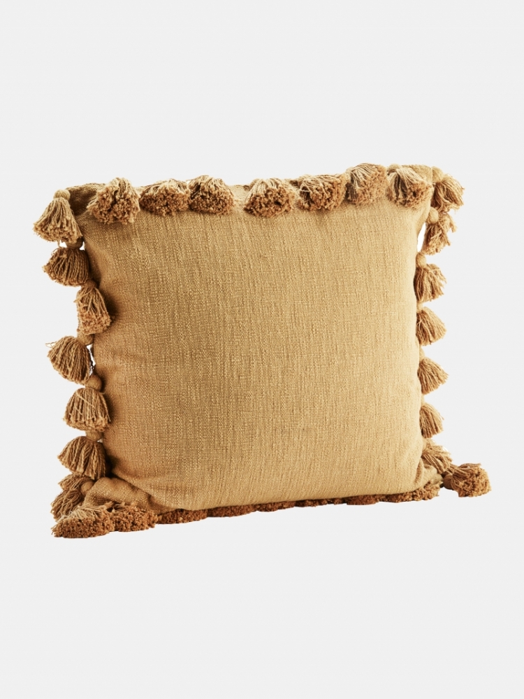 Cushion cover w tassels BROWN SUGAR