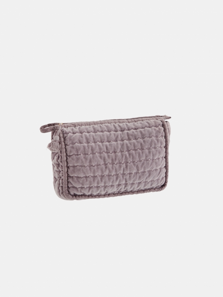 QUILTED VELVET WASHBAG DUSTY LILAC