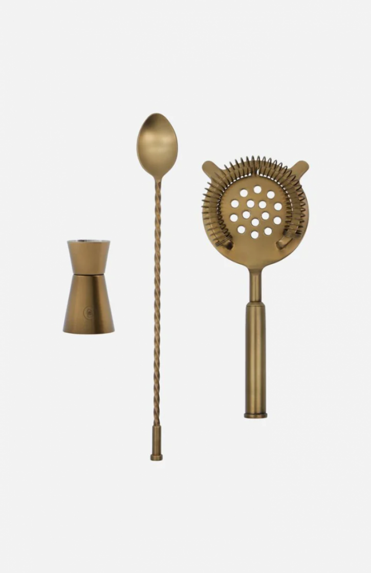 HDBAAR COCKTAIL SET ANTIQUE BRASS 