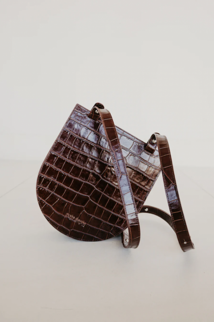SINGLE SADDLE CHOCOLATE CROCO