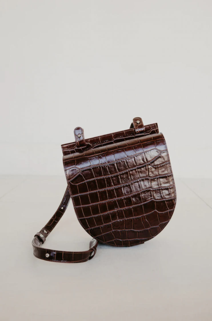 SINGLE SADDLE CHOCOLATE CROCO