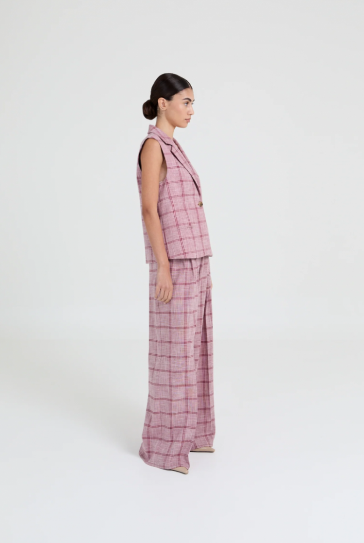 CAMILLE BURGUNDY CHECKE