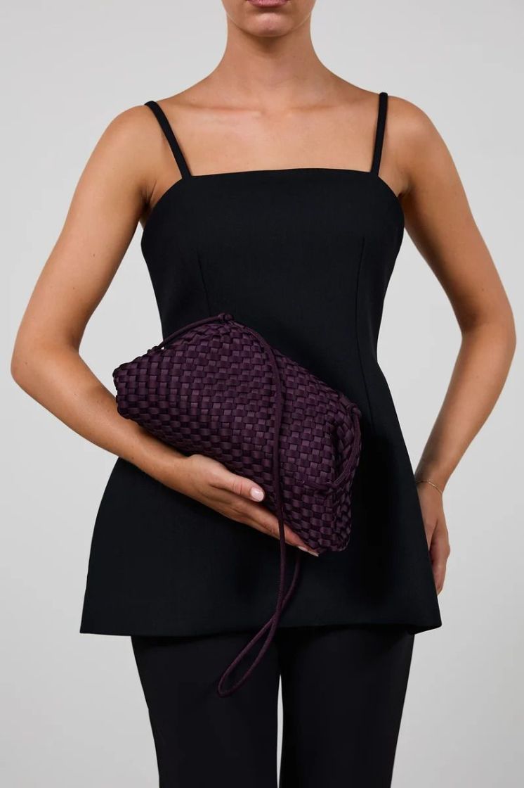 POUCH AUBERGINE SATIN