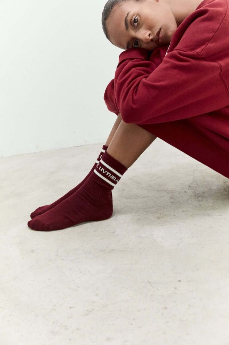 LTL SOCKS BURGUNDY/ECRU
