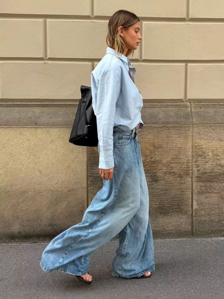 PLEATED JEAN  PREPPY BLUE